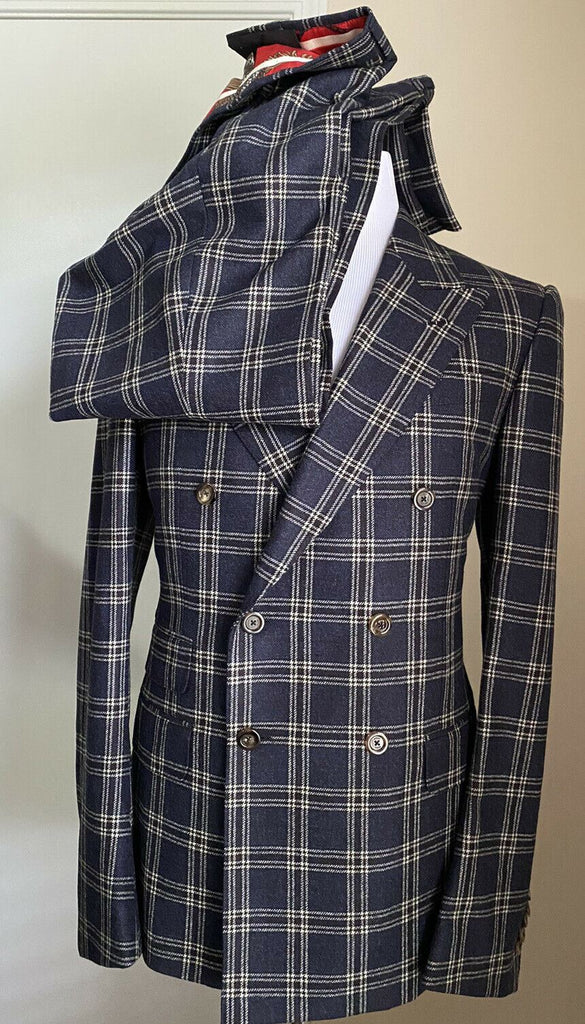 Neuer zweireihiger Herrenanzug von Gucci für 5.300 $, Marineblau/Blau, 42 R US (52R Eu), Italien