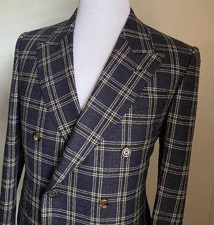 Neuer zweireihiger Herrenanzug von Gucci für 5.300 $, Marineblau/Blau, 42 R US (52R Eu), Italien