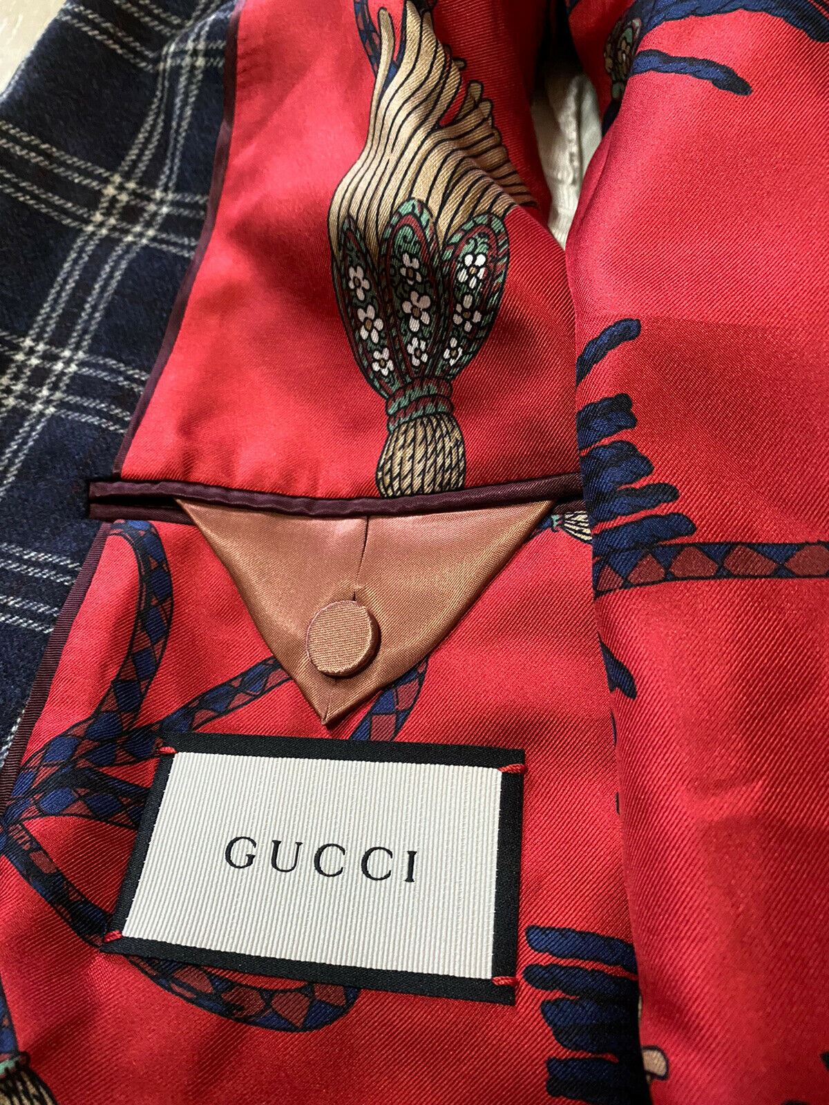 New $5300 Gucci Men Double Breasted Suit Navy/Blue 42 R US ( 52R Eu ) Italy