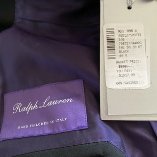 Neu $3295 Ralph Lauren Purple Label Herren-Smokinganzug Schwarz 46R US/56R Eu Italien
