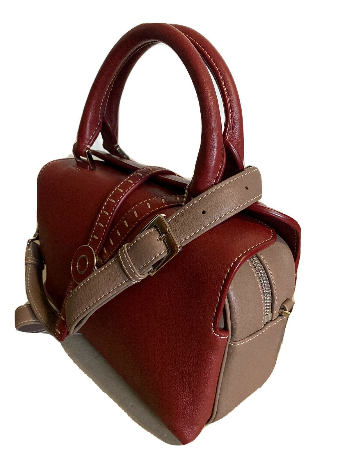 New $3690 Loro Piana Women Bridle Leather Top Handle Small Bag Burgundy  Italy