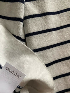 Neu $995 Brunello Cucinelli Herren-Pullover mit Rundhalsausschnitt und Streifen, Weiß, M (50 Eu)