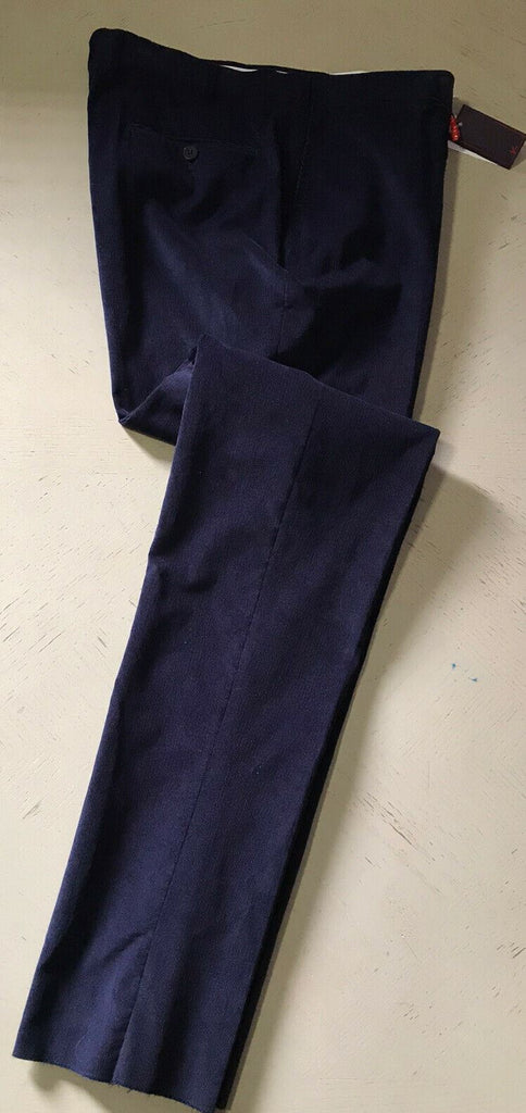 Neu mit Etikett: 698 $ Isaia Herren-Samtanzughose, Marineblau, 36 US (52 Eu), Italien