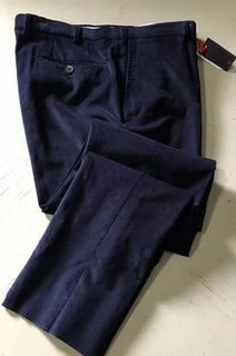Neu mit Etikett: 698 $ Isaia Herren-Samtanzughose, Marineblau, 36 US (52 Eu), Italien