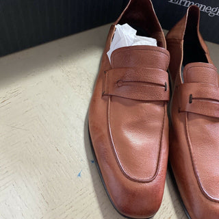 Neue 750 $ Ermenegildo Zegna Iconic Mokassin-Leder-Loafer-Schuhe Braun 10,5 US