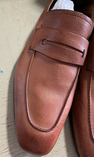Neue 750 $ Ermenegildo Zegna Iconic Mokassin-Leder-Loafer-Schuhe Braun 10,5 US