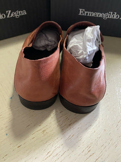 Neue 750 $ Ermenegildo Zegna Iconic Mokassin-Leder-Loafer-Schuhe Braun 10,5 US