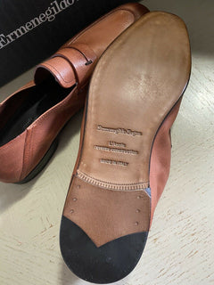 Neue 750 $ Ermenegildo Zegna Iconic Mokassin-Leder-Loafer-Schuhe Braun 10,5 US