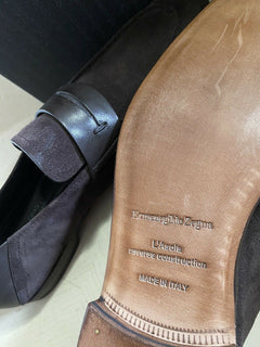 Neu $ 750 Ermenegildo Zegna Iconic Mokassin-Wildleder-Loafer-Schuhe DK Brown 10 US