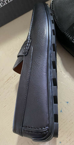 New $625 Ermenegildo Zegna Men Leather Driver Loafers Shoes Black 10.5 US Italy