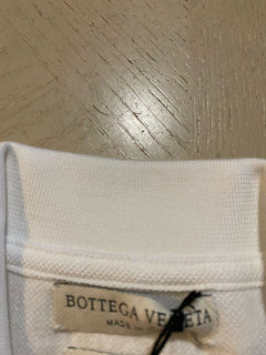 Neu mit Etikett: 390 $ Bottega Veneta Herren-Poloshirt Weiß L US (52 Eu) Italien