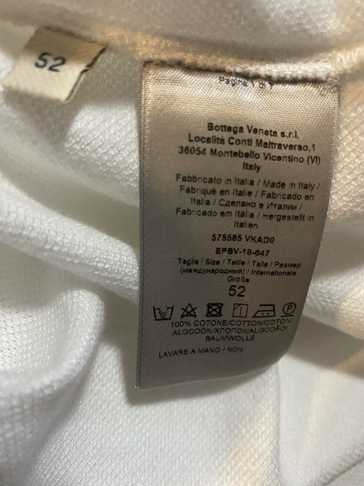 Neu mit Etikett: 390 $ Bottega Veneta Herren-Poloshirt Weiß L US (52 Eu) Italien