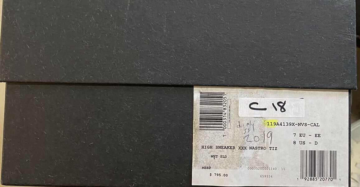 Новые высокие кроссовки Ermenegildo Zegna Couture за 795 долларов США, белые/серые 8, США, Италия