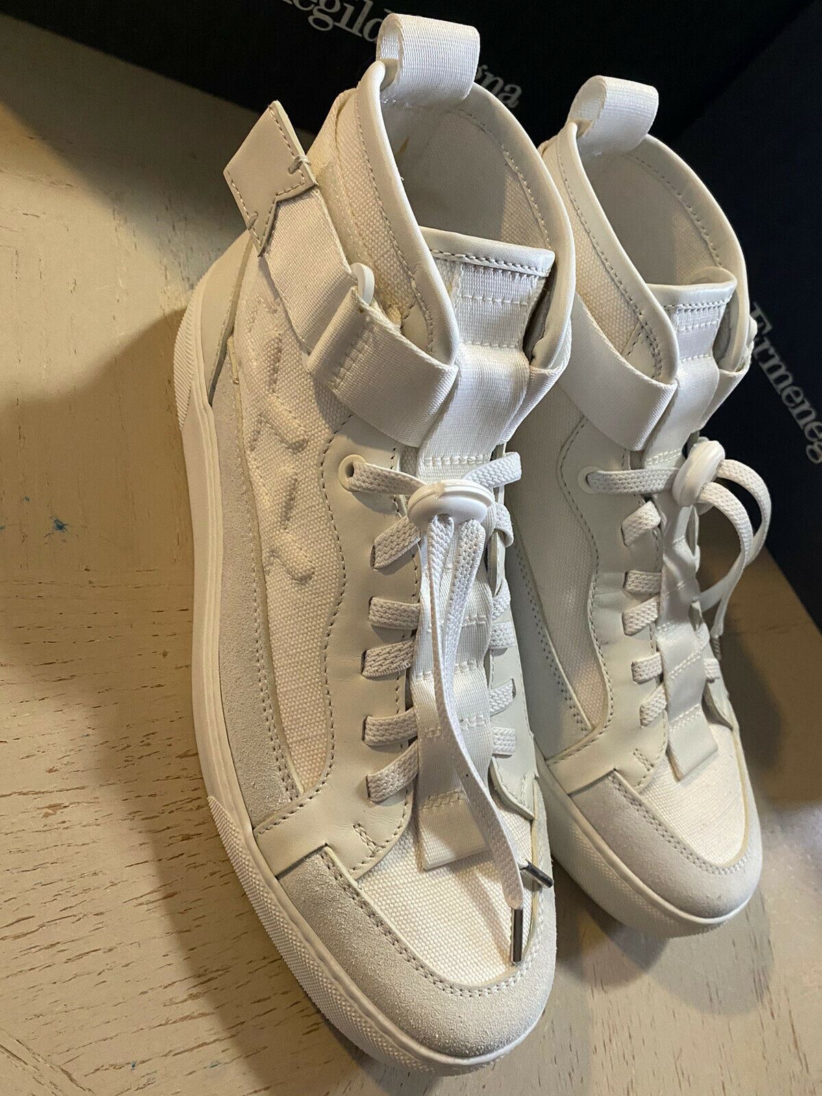 Новые высокие кроссовки Ermenegildo Zegna Couture за 795 долларов США, белые/серые 8, США, Италия