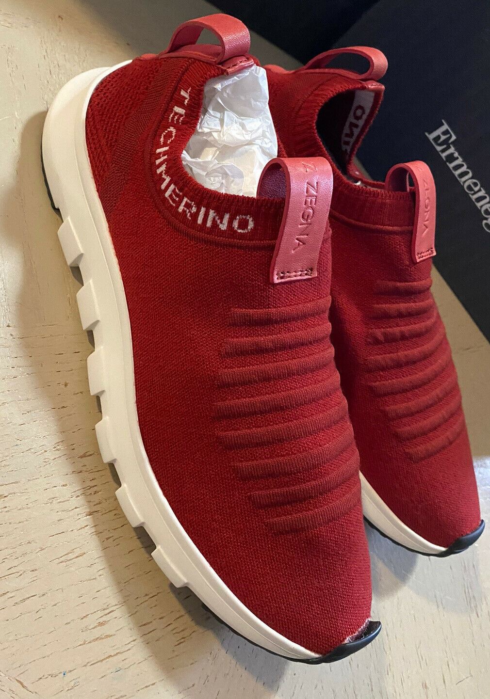 New  Z Zegna Techmerino Sneakers Shoes Red 9.5 US Italy
