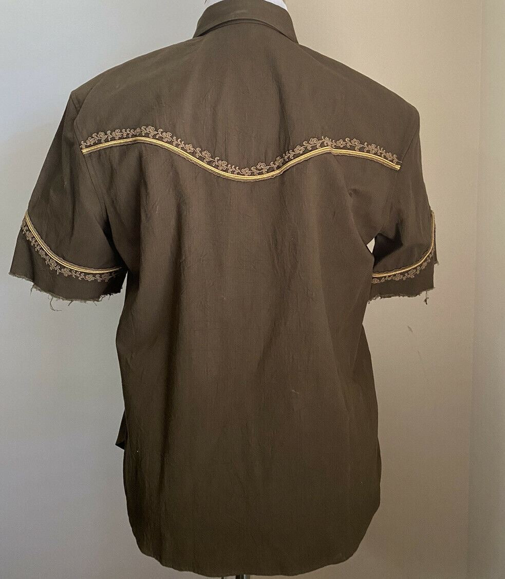 NWT $1490 Saint Laurent Мужская рубашка в стиле вестерн зеленая S (38/15) Италия