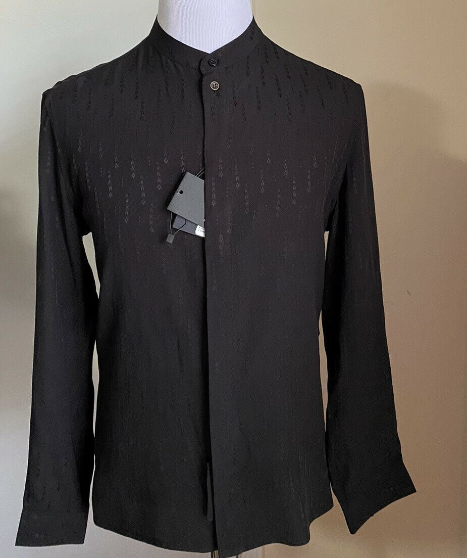 NWT $1190 Saint Laurent Mens Silk Dress Shirt  Black L ( 42/16.5 ) Italy