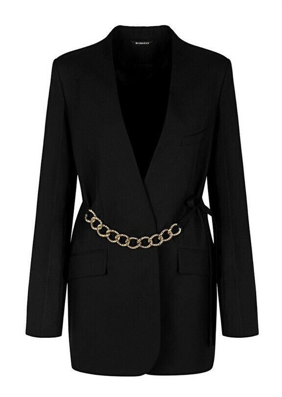 New $2820 Givenchy Women’s Wool Chain Jacket Blazer Black 36/4 Italy