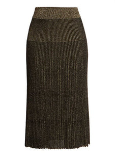 Neu $1895 Balmain Falten-Lurex-Midirock Braun 42/10