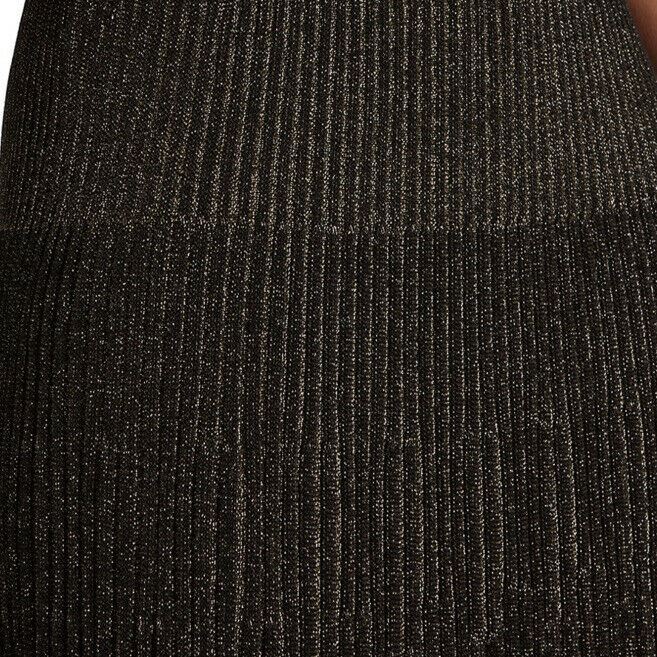 New $1895 Balmain Pleated Lurex Midi Skirt Brown 42/10