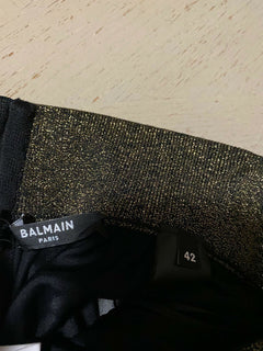 Neu $1895 Balmain Falten-Lurex-Midirock Braun 42/10
