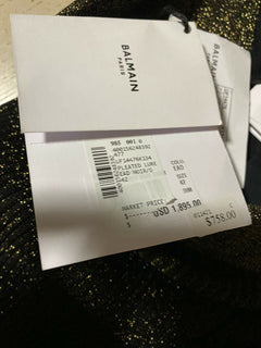 Neu $1895 Balmain Falten-Lurex-Midirock Braun 42/10
