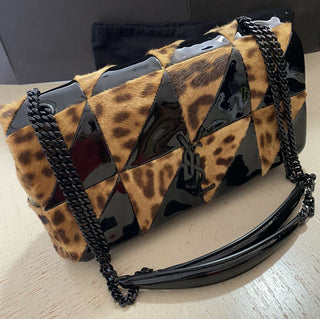 Neu 3150 $ Saint Laurent YSL Jaime Leder Umhängetasche Schwarz/Braun 515821