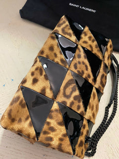 Neu 3150 $ Saint Laurent YSL Jaime Leder Umhängetasche Schwarz/Braun 515821