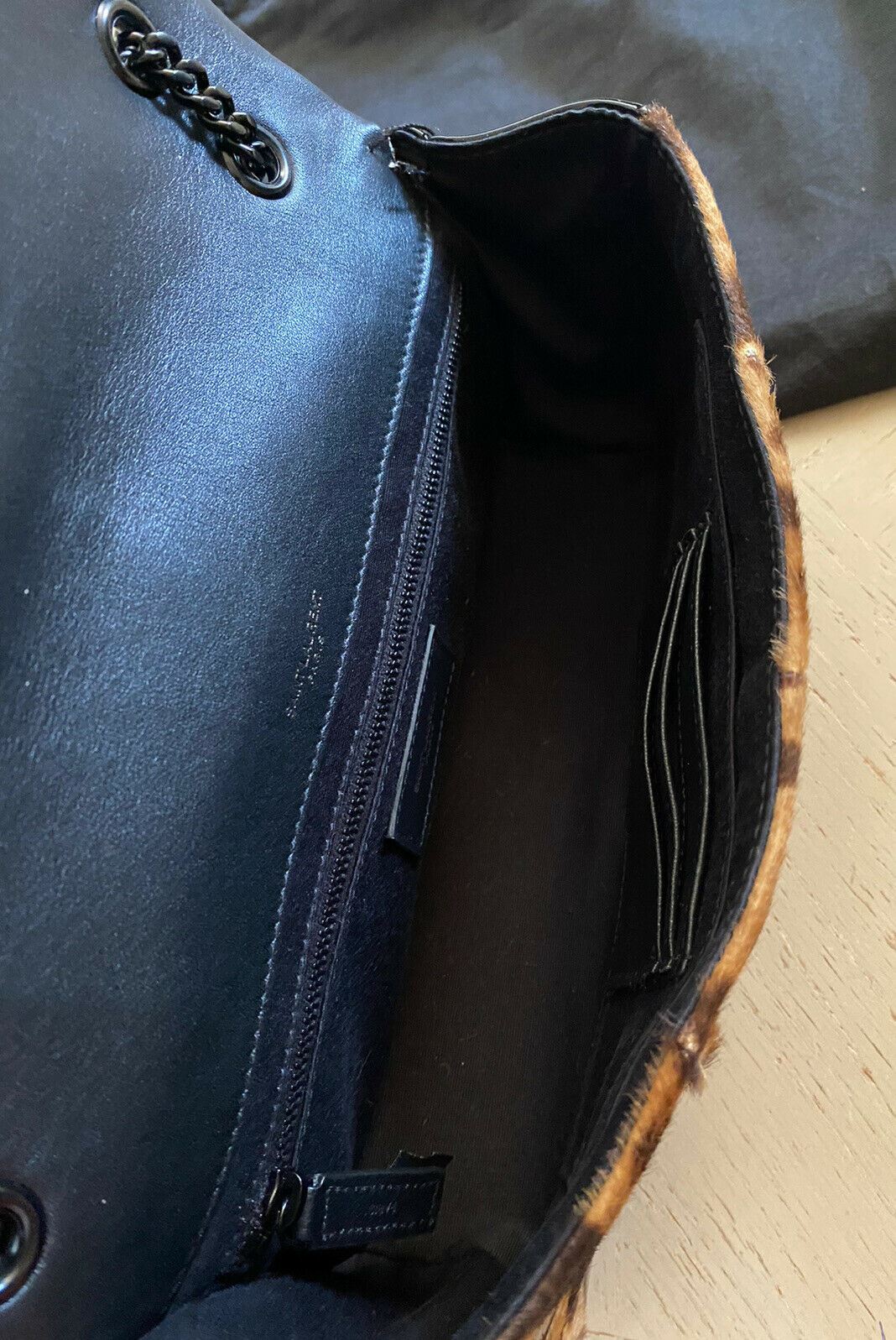 New $3150 Saint Laurent YSL Jaime Leather Shoulder Bag Black/Brown 515821
