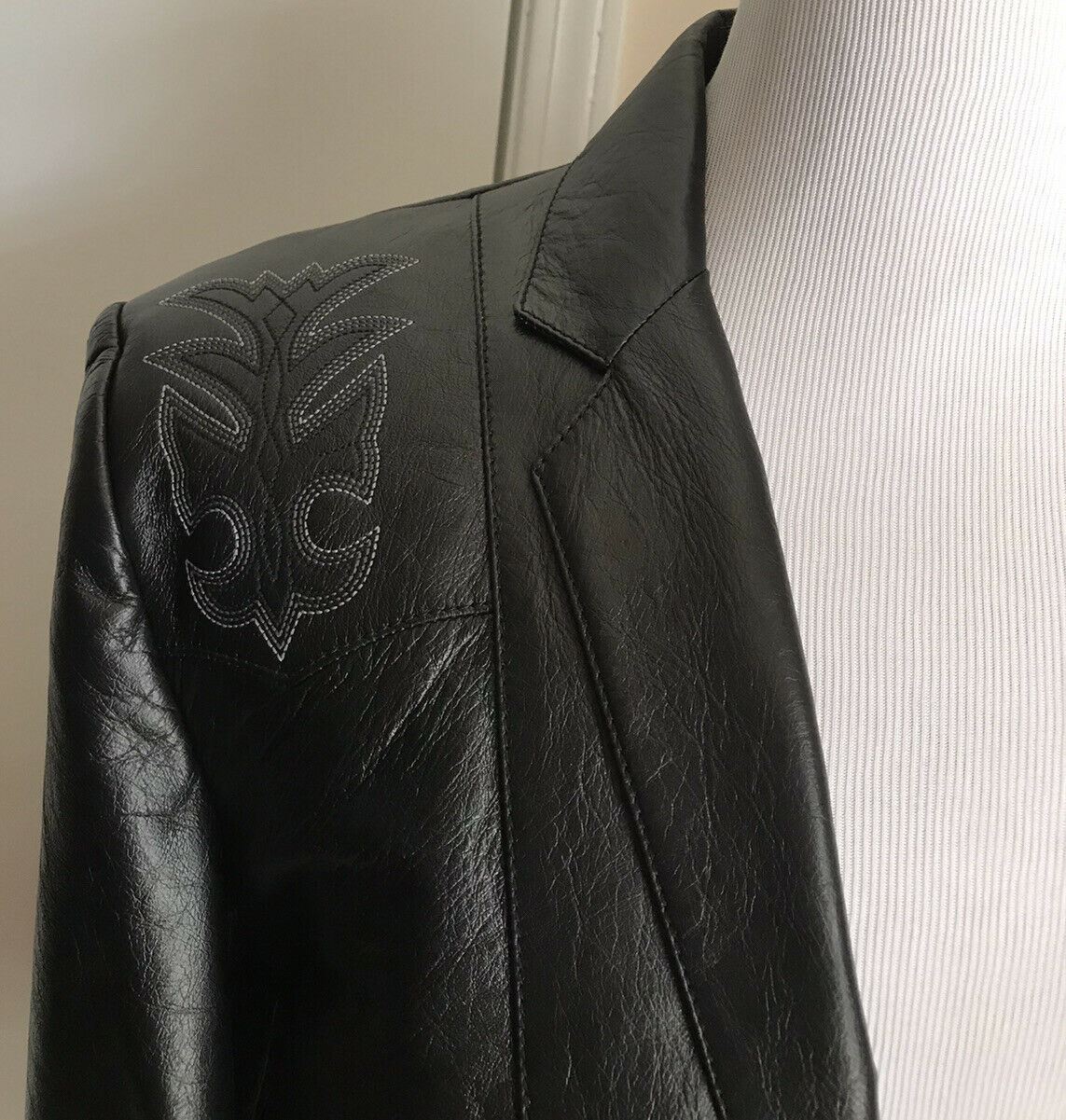 New $4990 Saint Laurent Men’s Western Leather Vest Jacket Black 44 US/54 Eu