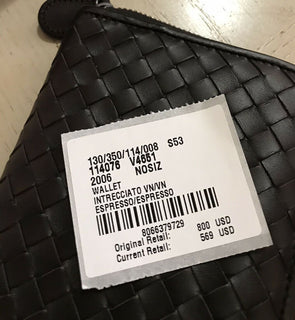 Neue 800 $ Bottega Veneta Geldbörse DK Brown 114076 Italien