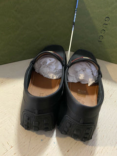 Neue Gucci Herren GG Leder Driver Loafers Schuhe Schwarz 10 US ( 9 UK ) Italien