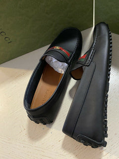 Neue Gucci Herren GG Leder Driver Loafers Schuhe Schwarz 10 US ( 9 UK ) Italien