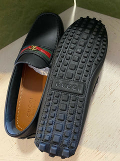 Neue Gucci Herren GG Leder Driver Loafers Schuhe Schwarz 10 US ( 9 UK ) Italien