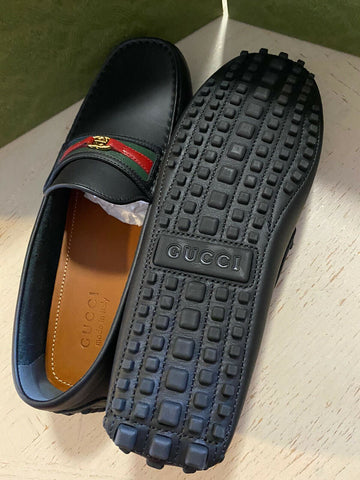 New Gucci Men’s GG Leather Driver Loafers Shoes Black 10 US ( 9 UK ) Italy