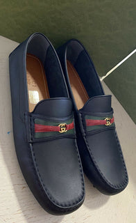 Neue Gucci Herren GG Leder Driver Loafers Schuhe Schwarz 9 US ( 10 UK ) Italien