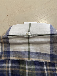 Neu mit Etikett: 625 $ Brunello Cucinelli Herren-Leinenhemd, Freizeit-Passform, Blau/Grün, L