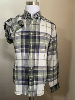 Neu mit Etikett: 625 $ Brunello Cucinelli Herren-Leinenhemd, Freizeit-Passform, Blau/Grün, L