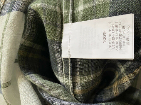 NWT $625 Brunello Cucinelli Men’s Linen Dress Shirt Leisure Fit Blue/Green L