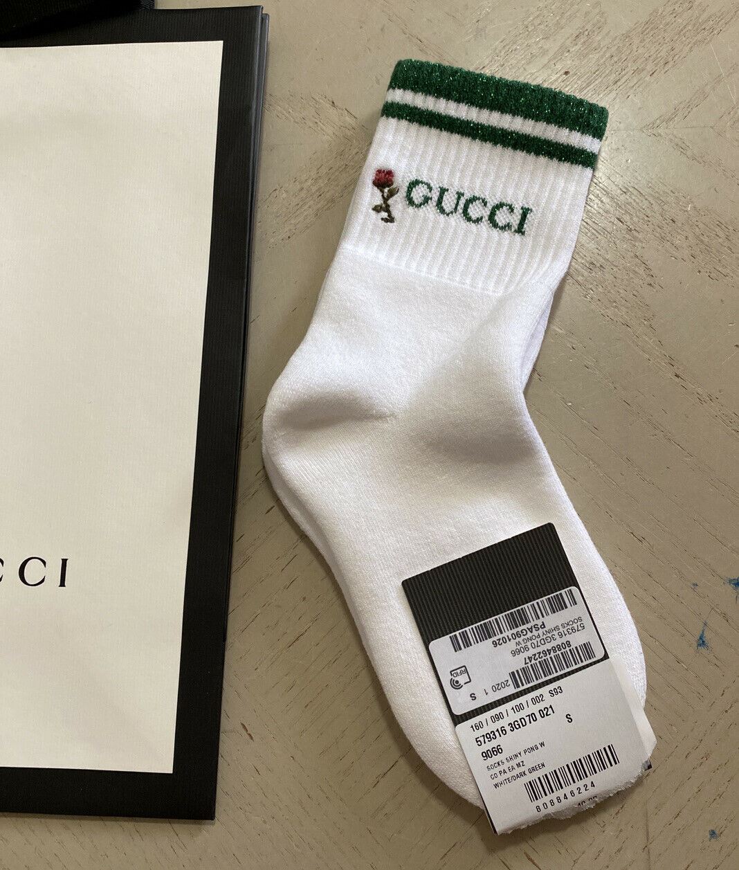 NWT Gucci Men’s Cotton Socks With Gucci Monogram White Size S Italy