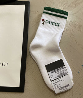 Neu mit Etikett: Gucci Herren-Baumwollsocken mit Gucci-Monogramm, Weiß, Größe S, Italien