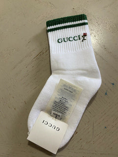 Neu mit Etikett: Gucci Herren-Baumwollsocken mit Gucci-Monogramm, Weiß, Größe S, Italien