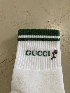 Neu mit Etikett: Gucci Herren-Baumwollsocken mit Gucci-Monogramm, Weiß, Größe S, Italien