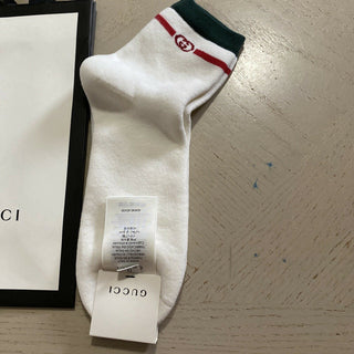 NWT Gucci Men’s Cotton Socks With GG Monogram White Size L Italy