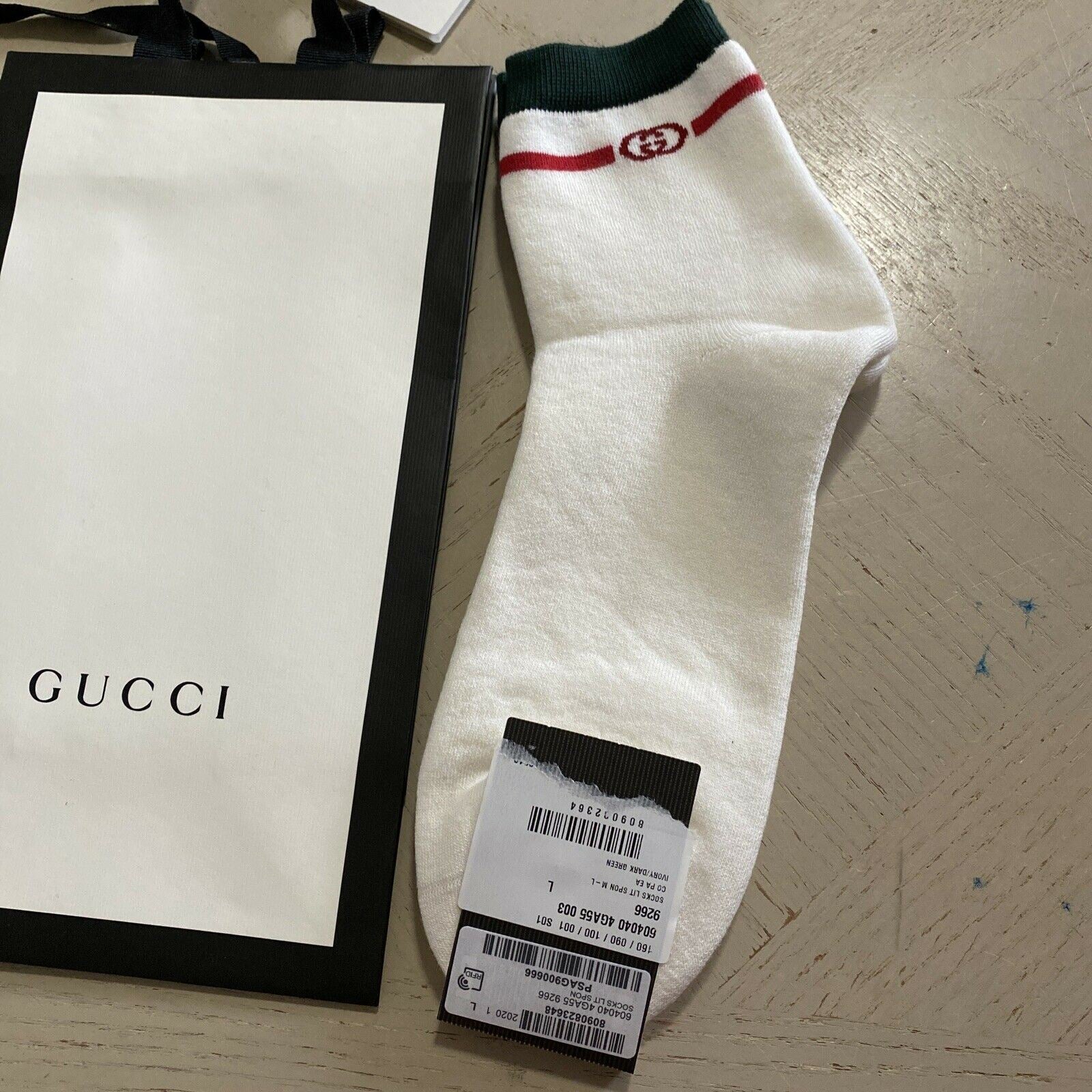 Мужские хлопковые носки NWT Gucci с монограммой GG, белые, размер L, Италия