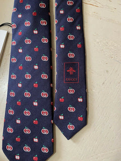 Neue Gucci Herren-Krawatte mit GG-Monogramm, dunkelblau/rot, hergestellt in Italien