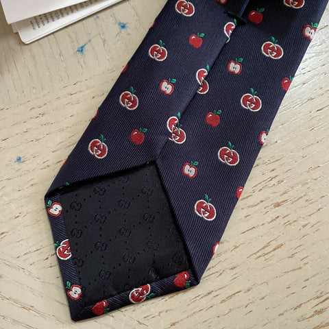New  Gucci Mens GG Monogram Neck Tie Dark Blue/Red made in Italy
