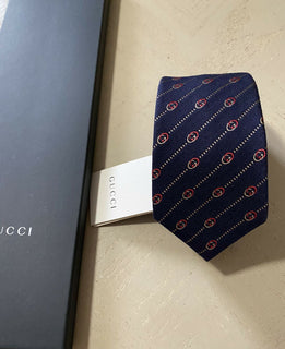 Neue Gucci Herren-Krawatte mit GG-Monogramm, Blau, hergestellt in Italien