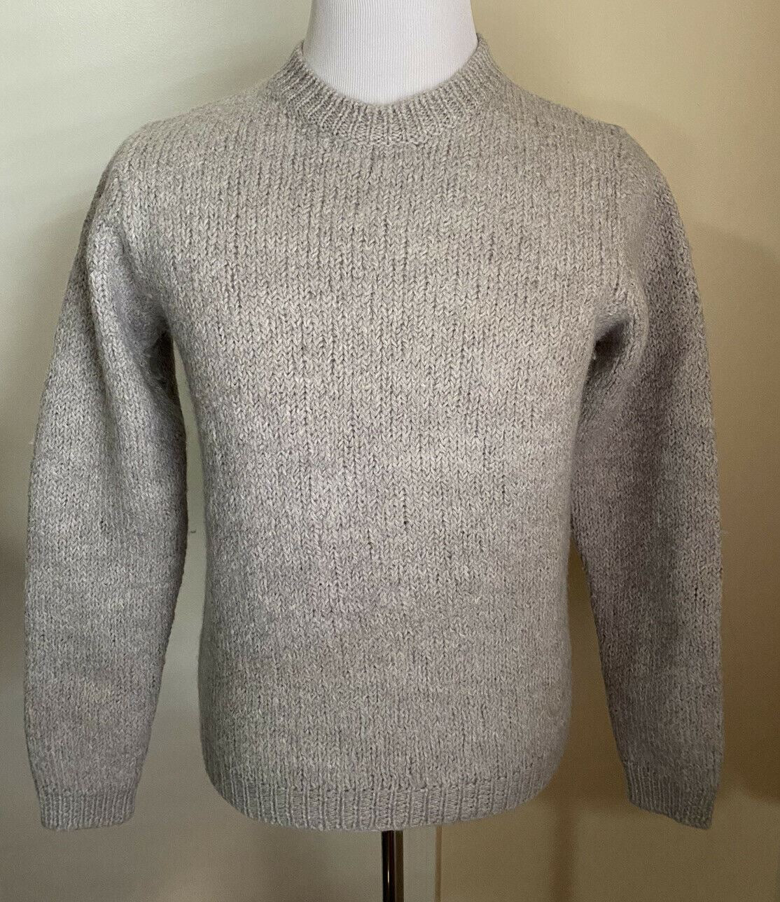 NWT $1600 Gucci Мужской шерстяной свитер с круглым вырезом Светло-серый M Италия