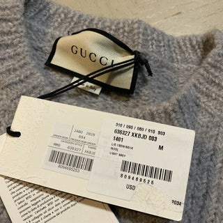 СЗТ $1600 Gucci Мужской шерстяной свитер с круглым вырезом Светло-серый S Италия